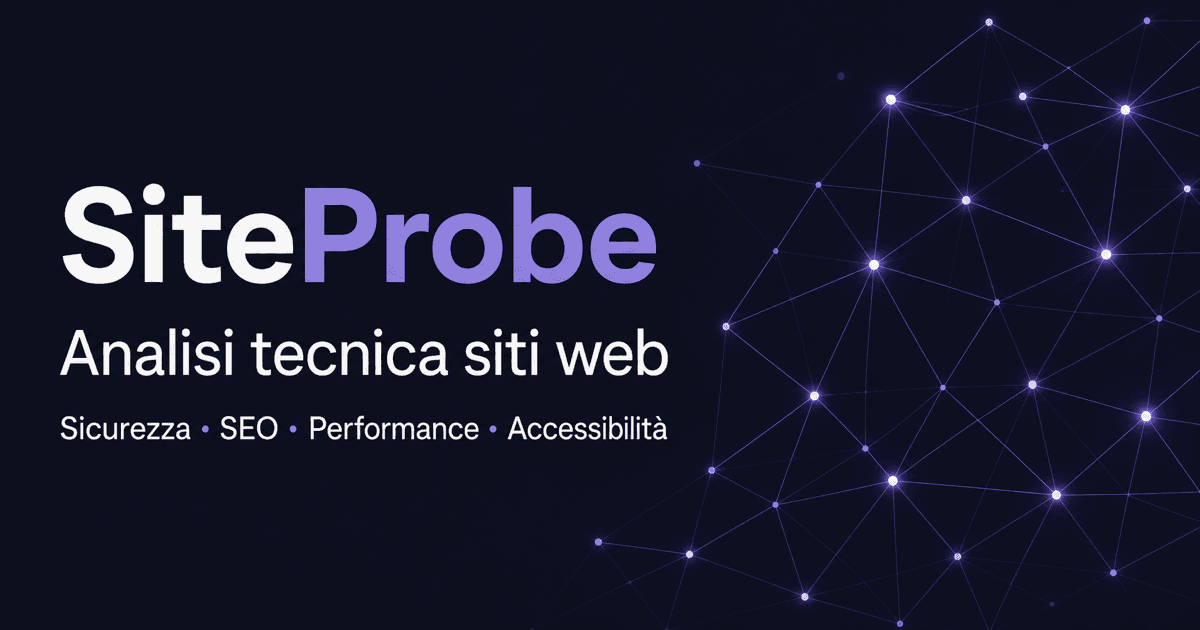SiteProbe: analisi tecnica dei siti web, illustrata con una rete di connessioni